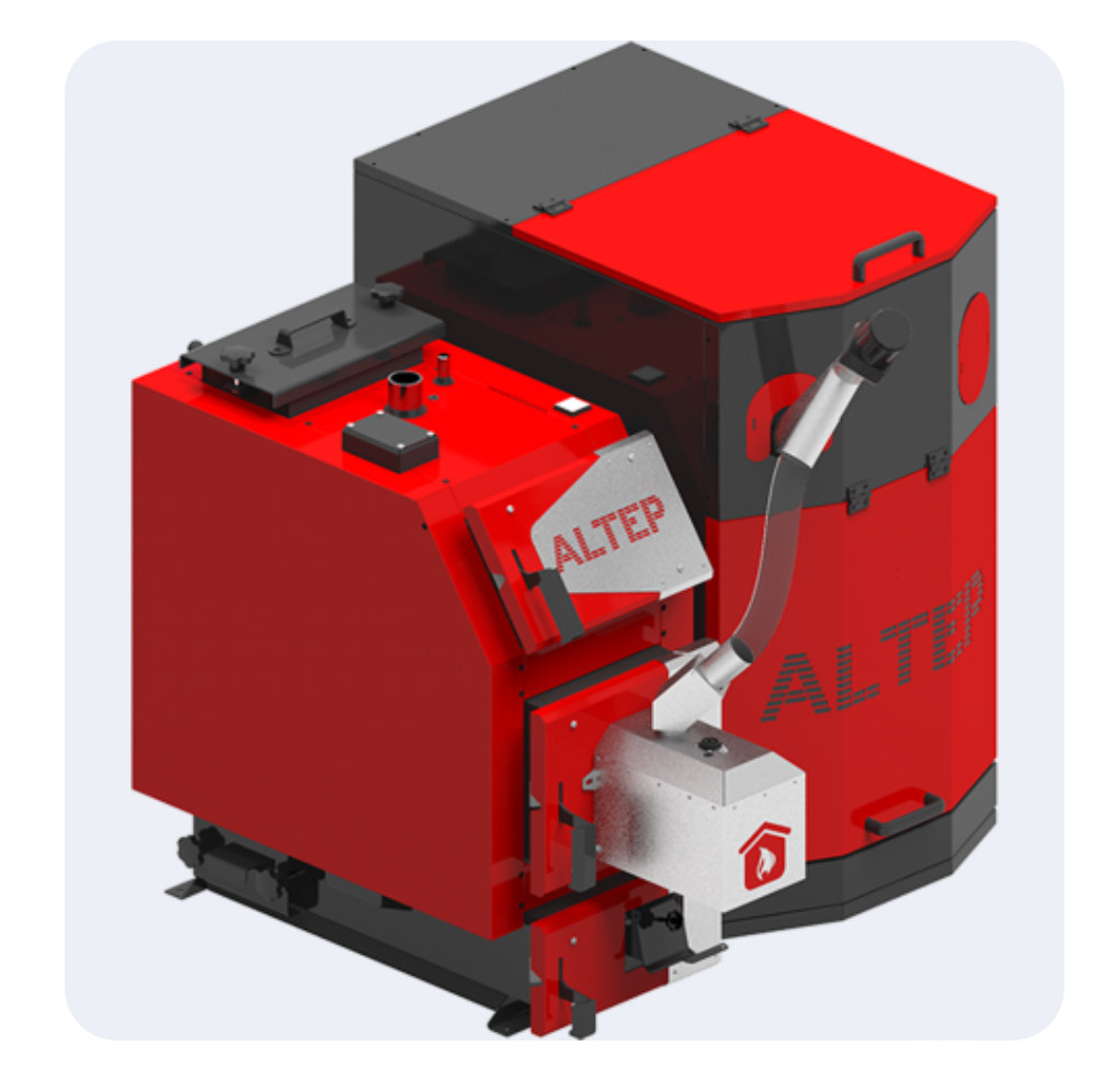 Котел опалювальний твердопаливний водогрійний "ALTEP" КТ-3Е-PG-200 кВт (TRIO UNI Pellet Plus Altep) Бункер СБПЛ 1000 М на два податчика